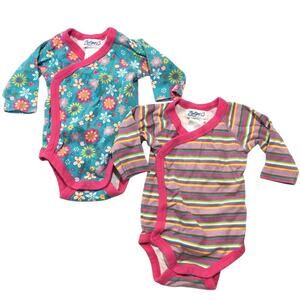 Bundle of Baby Girl Long Sleeve Onesies sz 3 months Wrap Style Front